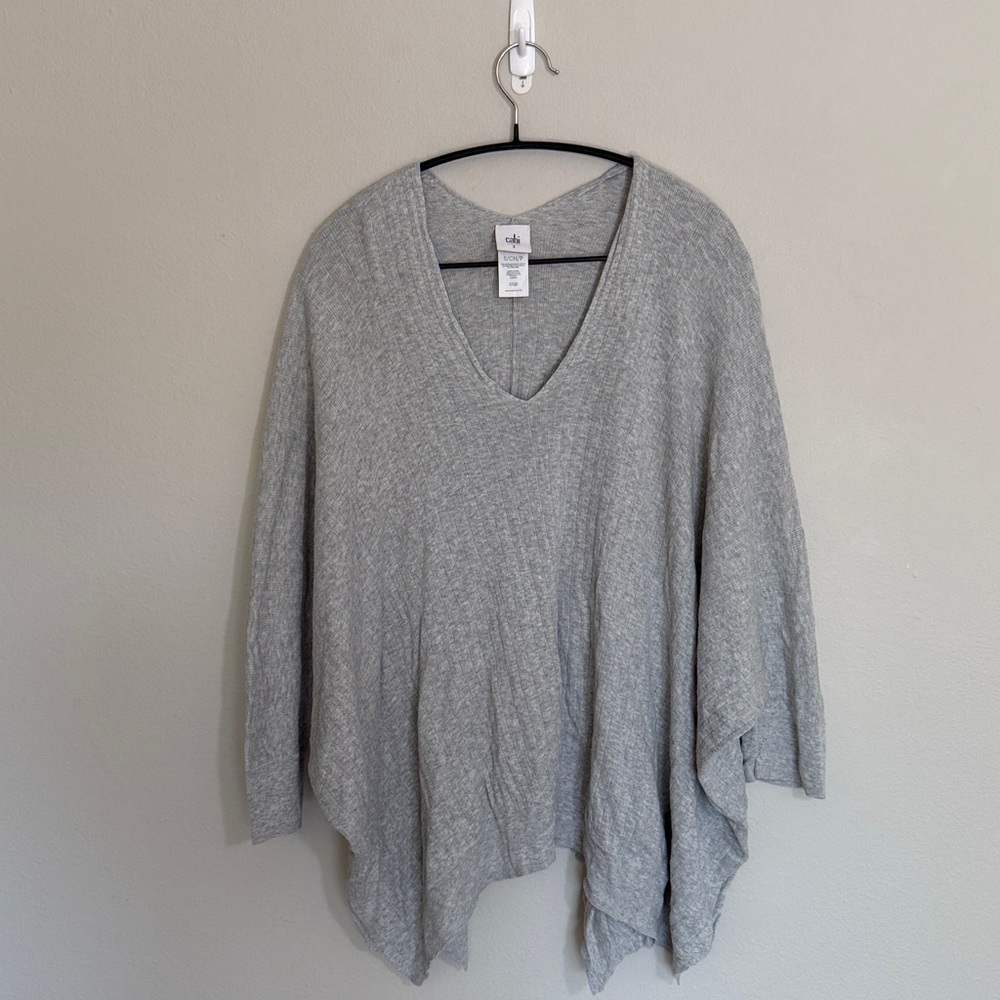 CAbi Light Gray V-Neck Sweater - small